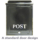 traditional lockable post box with POST emblem